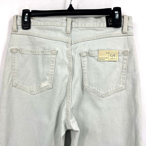 CURRENT ELLIOTT Relaxed Cuff Boyfriend Jeans Size 26 Light Icy Blue Distress NWT - Picture 6 of 10